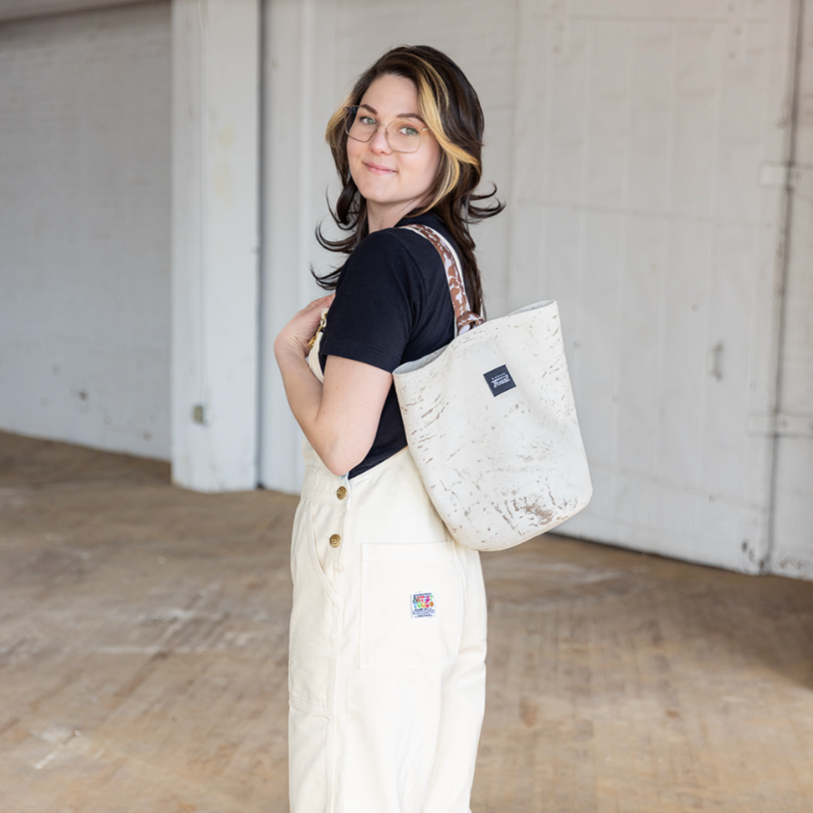 Heather's Upcycled Leather Bucket Bag