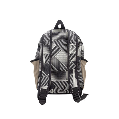 Upcycled Backpack - Geometric Black