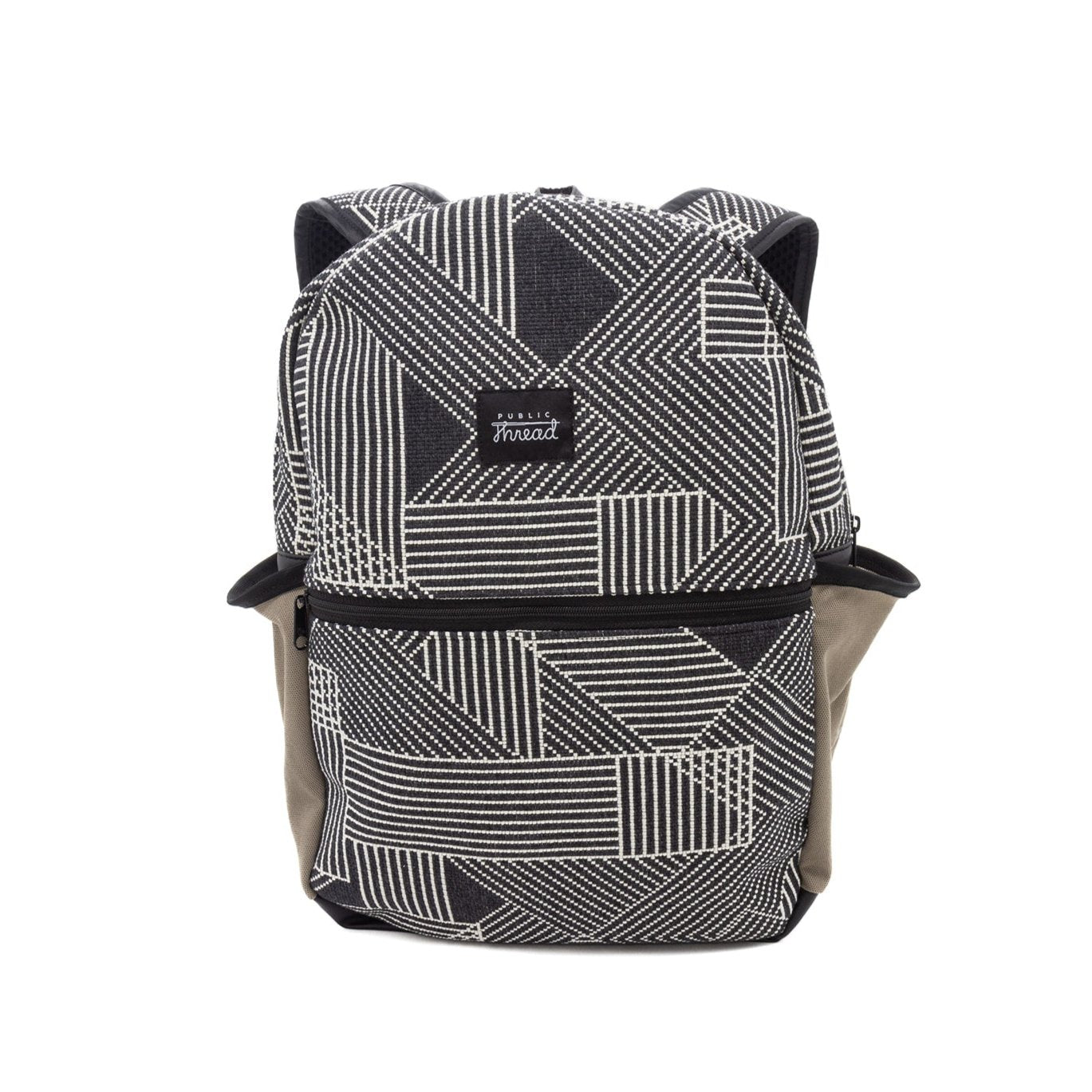 Upcycled Backpack - Geometric Black