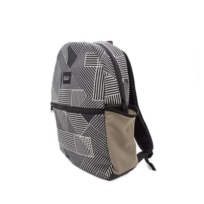 Upcycled Backpack - Geometric Black