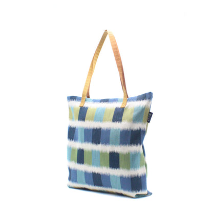 Upcycled Large 'On-the-Go' Tote - Blue Squares