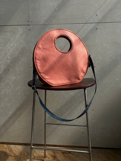 Heather's Upcycled Circular Top Handle Bag - Terracotta