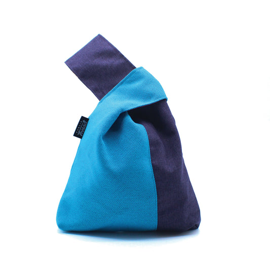 Upcycled Japanese Inspired Knot Bag - Blue & Purple