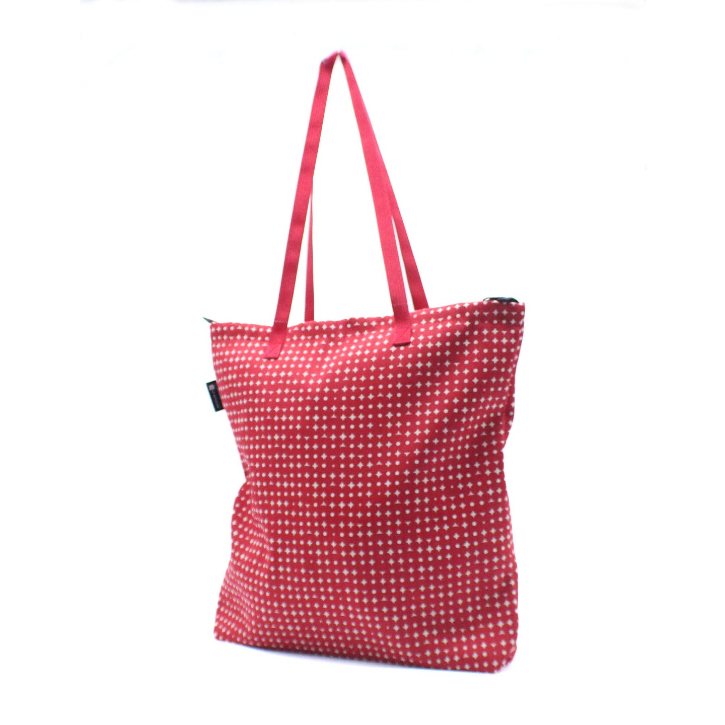 Upcycled Large 'On-the-Go' Tote - Red Dots & Diamonds