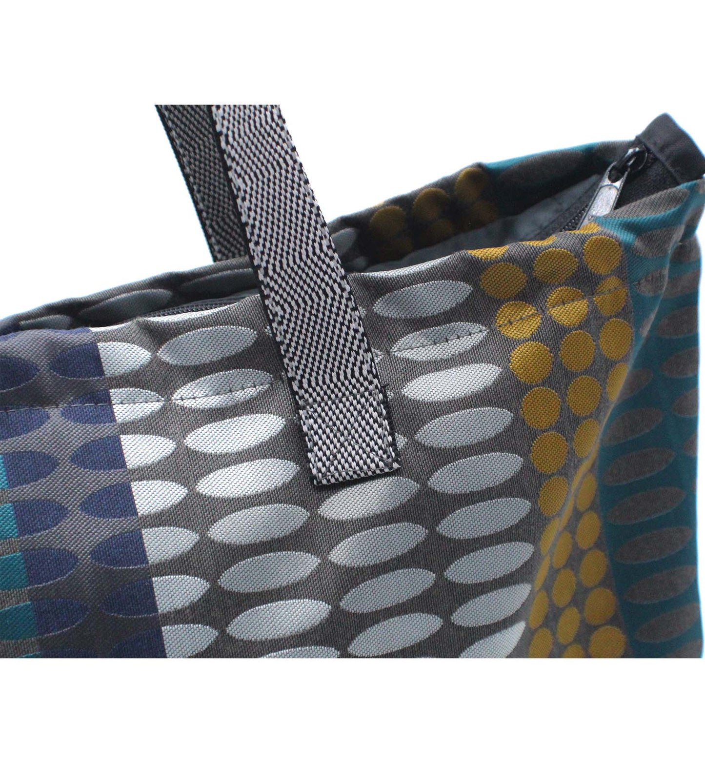 Upcycled Large 'On-the-Go' Tote - Blue Dots