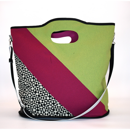 Upcycled Classic Lounge Bag - Green & Pink