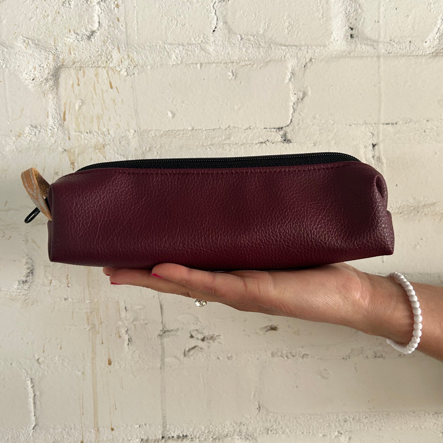 Upcycled Pencil Pouch - Burgundy