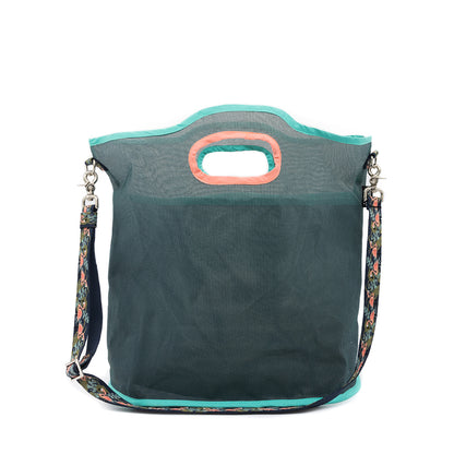 Upcycled Mesh Lounge Beach Bag - Teal & Blue