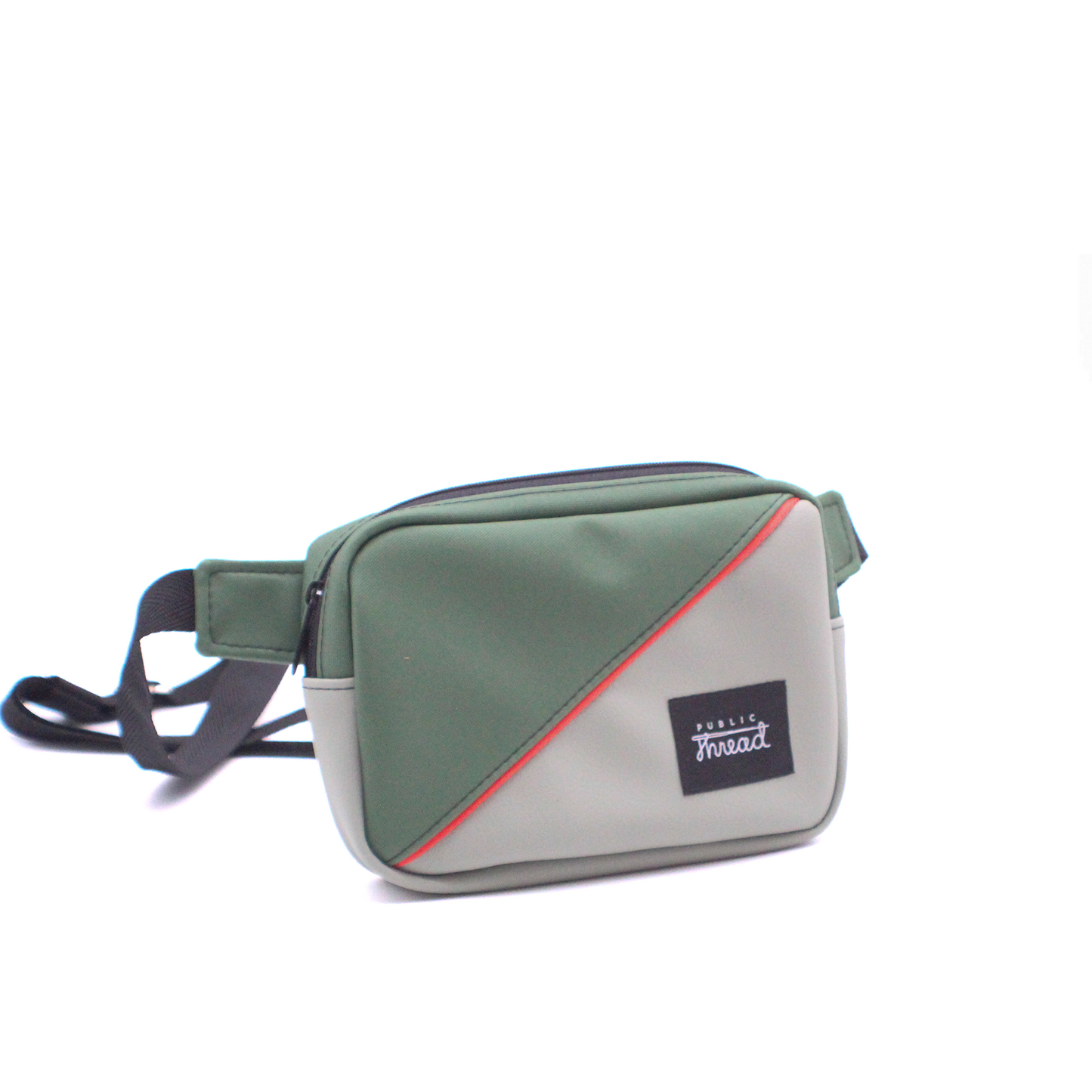 Upcycled Crossbody Belt Bag - Green & Orange